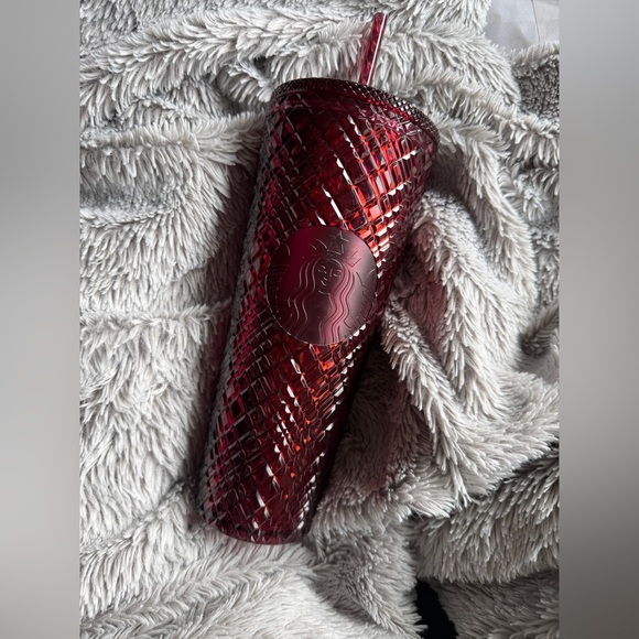 Starbucks Holiday 2022 Merlot Burgundy Jeweled Cold Cup Venti Tumbler 24 Oz - Picture 2 of 3